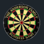 Family Name Personalized Blue Dartboard<br><div class="desc">A dartboard is a popular recreational and competitive game that provides hours of fun for players of all ages and skill levels. Typically made from sisal fibres, cork, or electronic components, dartboards are designed to withstand the impact of darts while offering precise scoring zones. Standard dartboards feature a circular design...</div>