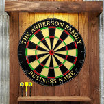 Family Name Personalized Blue Dartboard<br><div class="desc">A dartboard is a popular recreational and competitive game that provides hours of fun for players of all ages and skill levels. Typically made from sisal fibres, cork, or electronic components, dartboards are designed to withstand the impact of darts while offering precise scoring zones. Standard dartboards feature a circular design...</div>