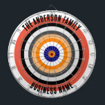 Family Name Personalized Blue Dartboard<br><div class="desc">A dartboard is a popular recreational and competitive game that provides hours of fun for players of all ages and skill levels. Typically made from sisal fibres, cork, or electronic components, dartboards are designed to withstand the impact of darts while offering precise scoring zones. Standard dartboards feature a circular design...</div>