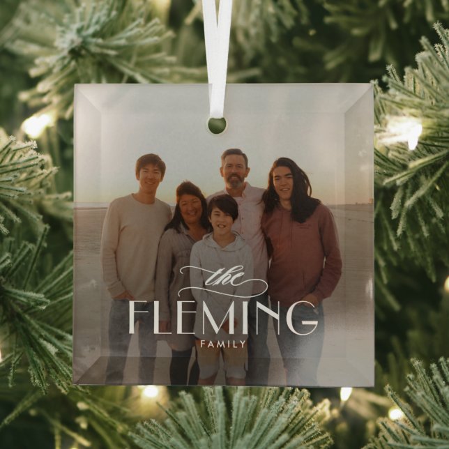 Family Name Personalized Photo Christmas Ornament (Insitu)