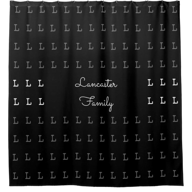 Family Name Personalized shower curtain black (Front)