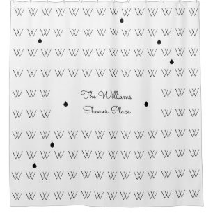 family name personalized shower-place b&w