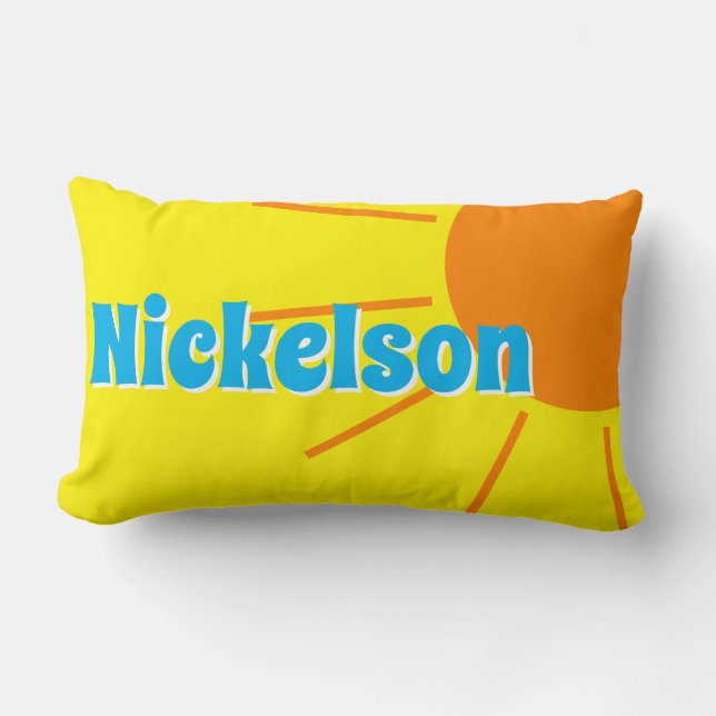 Family Name Personalized Sunshine Reversible Lumbar Pillow (Front)
