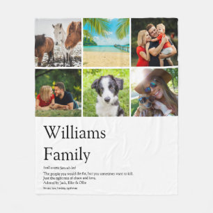 Family Name Photo Collage Definition Fleece Blanket