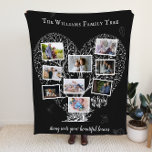 Family Name Photo Collage | Family Tree Heart Fleece Blanket<br><div class="desc">The Family Tree of Personalized Blanket displays photos of your family members on a beautiful heart tree, with family name and lovely quote. Display your family or multiple generations of photos, add as many photos as needed. Add your custom wording to this design by using the "Edit this design template"...</div>