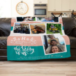 Family Name Photo Collage | Teal & Pink  Fleece Blanket<br><div class="desc">She gave birth to you, she fed you, she picked you up from awful middle school dances; make sure to show her how thankful you are! It's always snuggle time for mom when she can cozy up with her favourite photos. Photo memory blankets are not only perfect for your mom,...</div>