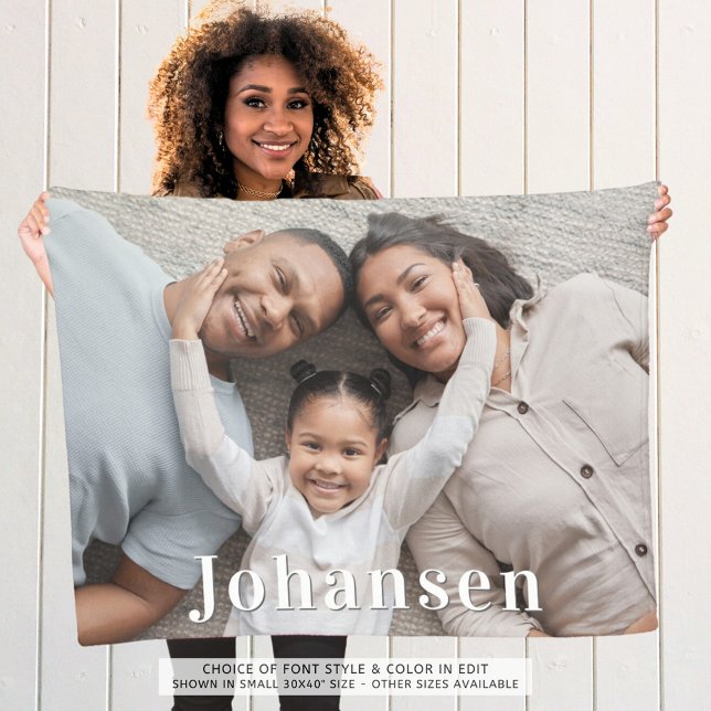 Family Name Photo Simple Fleece Blanket (Creator Uploaded)