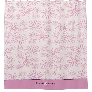  Family Name & Pink & Blush Floral Doodle Pattern