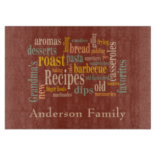 Family Name Recipe Sayings Burnt Umber Cutting Board