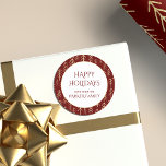 Family Name Red Gold Christmas Stickers<br><div class="desc">This is a customizable template whereby the family name can be edited. The red colour hex code is #650000 and matches other items in our red Christmas wrapping supplies collection. The background of the sticker is dark red with golden trees and matches wrapping paper of the same design in our...</div>