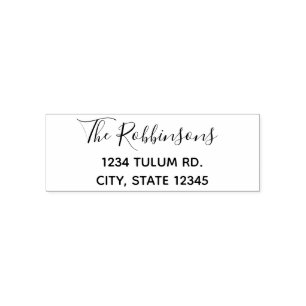 Family name return addres template elegant self-inking stamp