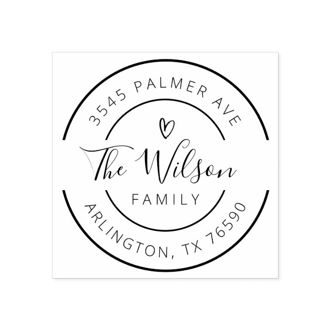 Family Name Return Address round logo Rubber Stamp (Imprint)