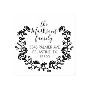 Family Name Return Address round logo Self-inking Rubber Stamp