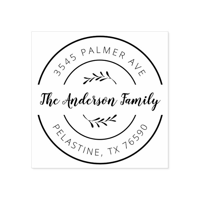 Family Name Return Address round logo Self-inking Rubber Stamp (Imprint)