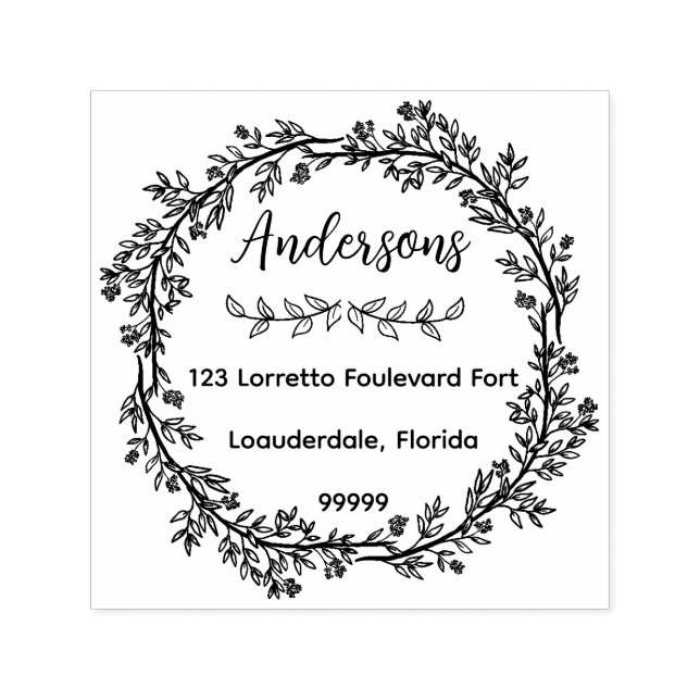 Family Name Return Address Rubber Stamp (Design)