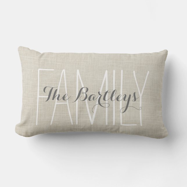 Family Name Rustic Chic Monogram Pillow (Front)