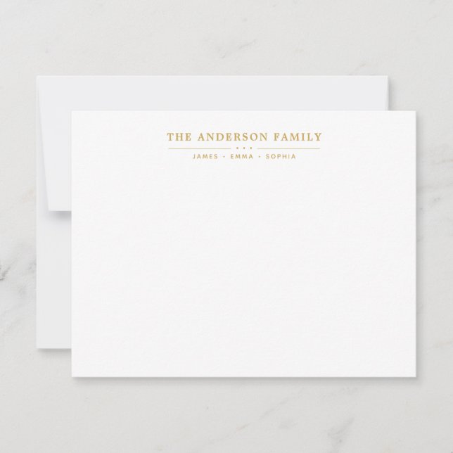 Family Name Script Faux Gold Typography Font Card (Front)