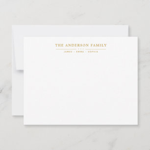 Family Name Script Faux Gold Typography Font Card