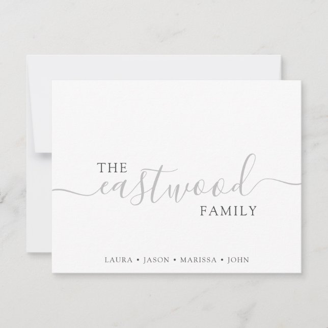 Family Name Script Typography Note Card (Front)