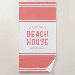 Family Name Summer Vacation Beach House Towel