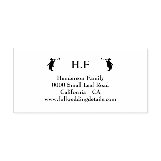 Family name trumpet trumpeter silhouette wedding  self-inking stamp (Design)