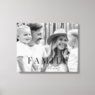 Family Name Typography B/W Portrait Large  Canvas Print