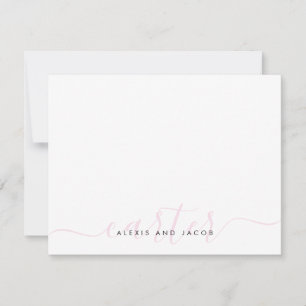 Family Name Wedding Couple Blush Pink Chic Script Card