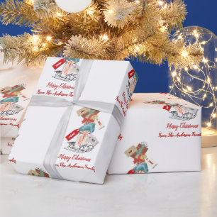 Family Name Winter Wonderland Modern Christmas Wrapping Paper