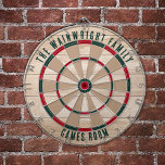 Family Name Wood Look Games Room Rustic Dartboard<br><div class="desc">Elevate your game nights with our custom family wood effect dartboard, designed to bring a personal touch to your home. This unique dartboard allows you to proudly display your family name and location, making it not just a game but a cherished family heirloom. Ideal for gatherings, backyard parties, or simply...</div>