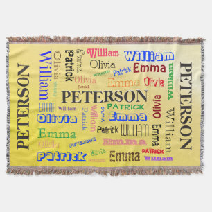 Family Name Word Cloud Throw Blanket