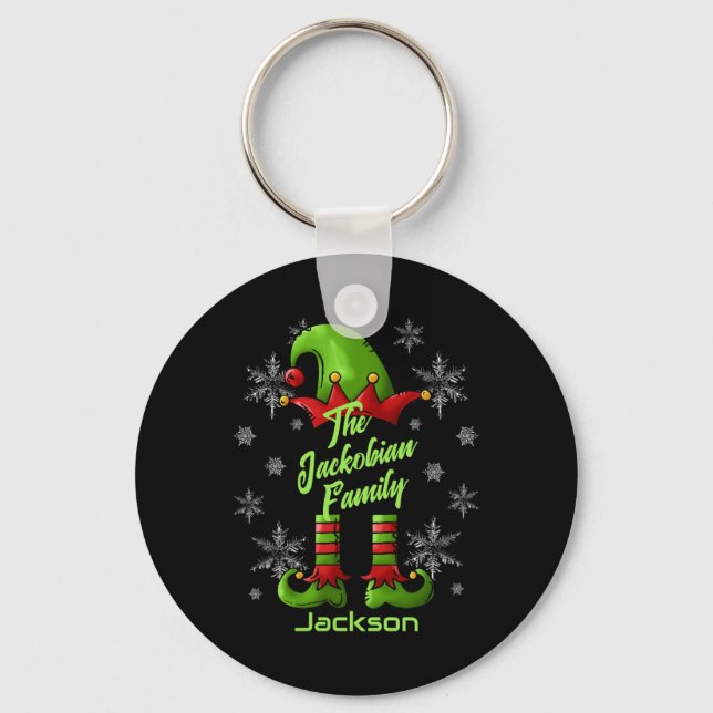 Family Name Year Reunion Matching Christmas Elf T  Keychain (Front)