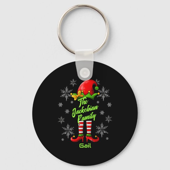 Family Name Year Reunion Matching Christmas Elf T  Keychain (Front)