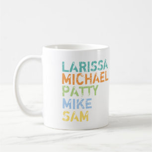 family names (mom, dad and sons) coffee mug
