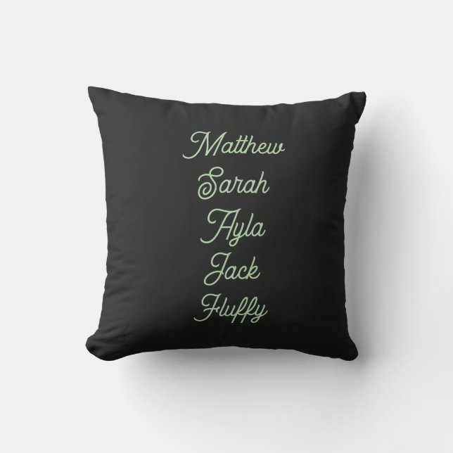Family names personalized indoor/outdoor pillow (Front)