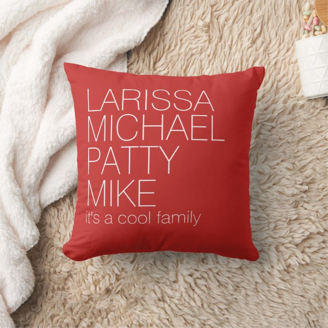 Family Names Typography RED Throw Pillow (Blanket)
