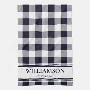Family Navy Blue Plaid Kitchen Towel