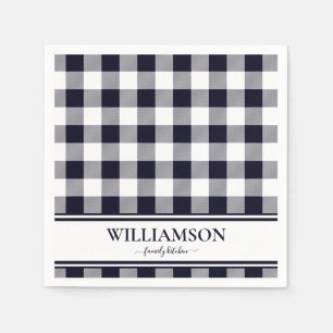 Family Navy Blue Plaid Napkin