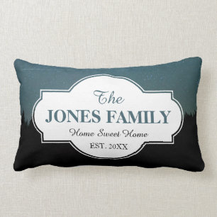 Family New Home Established Year Starry Woods Lumbar Pillow
