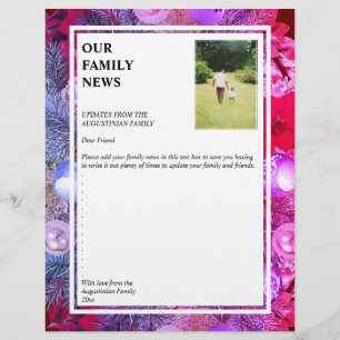 FAMILY NEWS Update   Christmas Wreath   Photo Letterhead