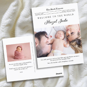 Family Newspaper Birth Announcement Postcard
