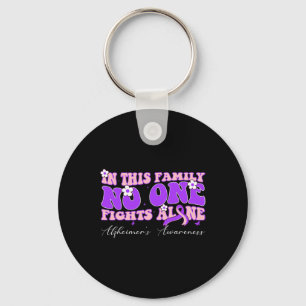 Family Nobody Fights Alzheimerheimer Cancer Alone  Keychain