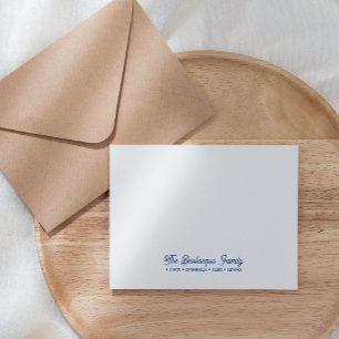 FAMILY NOTECARDS Stationery Cursive Names Blue