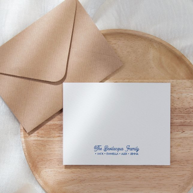 FAMILY NOTECARDS Stationery Cursive Names Blue (Creator Uploaded)
