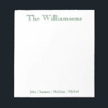 Family Notepad<br><div class="desc">Family Notepad - Perfect for everyday notes and lists.  Personalized with your family's last name at the top and finished with your family member's first names at the bottom.  The colour can easily be changed.</div>