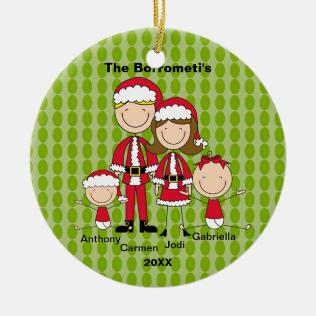 Family of 4 Christmas Ornament (Front)