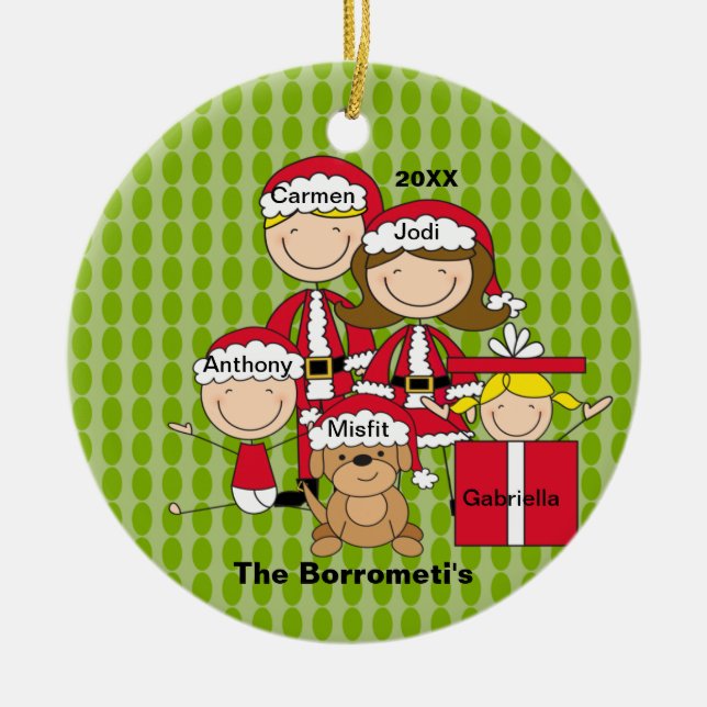 Family of 4 Christmas Ornament (Front)