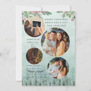 Family of 4 Pregnancy announcement Watercolor 