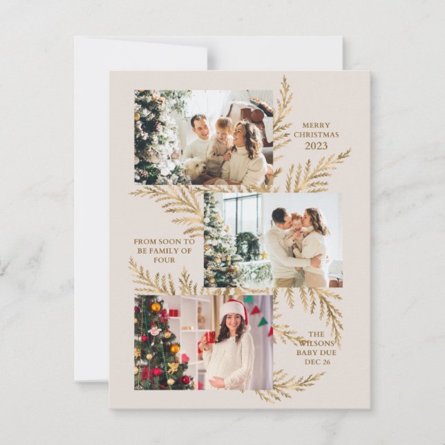 Family of 4 Wreath Xmas Pregnancy announcement joy (Front)