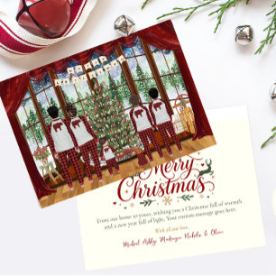 Family of 5 Baby & 2 Boys, Cabin Christmas Morning Holiday Card