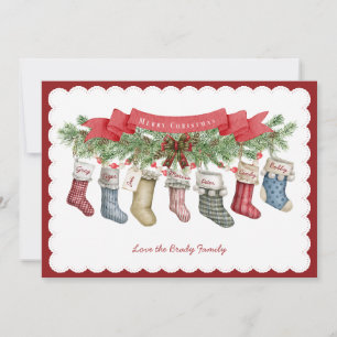 Family of 7   Christmas Stocking Flat Holiday Card